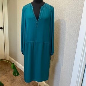 NWT BCBGMaxAzria Jade Green Long Sleeves Dress with studded accents